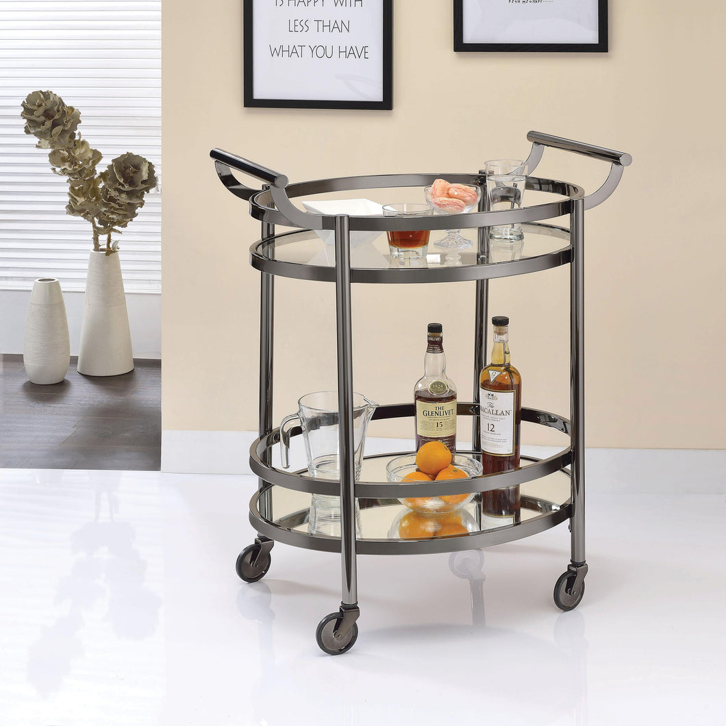 Lakelyn Black Nickel & Clear Glass Serving Cart image