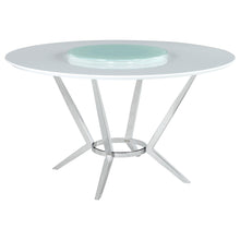 Load image into Gallery viewer, Abby Round Dining Table with Lazy Susan White and Chrome
