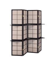 Load image into Gallery viewer, Iggy 4-panel Folding Screen with Removable Shelves Tan and Cappuccino
