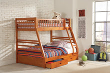 Load image into Gallery viewer, Ashton Twin Over Full 2-drawer Bunk Bed Cappuccino, White, Navy, Honey, &amp; Brown
