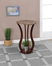 Load image into Gallery viewer, Elton Round Marble Top Accent Table Brown
