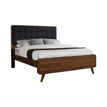 Load image into Gallery viewer, Robyn California King, E.King, &amp; Queen Bed with Upholstered Headboard Dark Walnut
