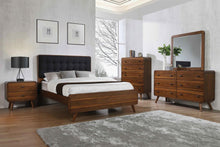 Load image into Gallery viewer, Robyn California King, E.King, &amp; Queen Bed with Upholstered Headboard Dark Walnut
