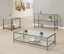 Load image into Gallery viewer, Trini Sofa Table with Glass Shelf Black Nickel
