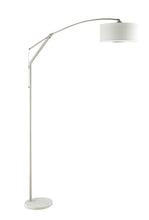 Load image into Gallery viewer, Moniz Adjustable Arched Arm Floor Lamp Chrome and White
