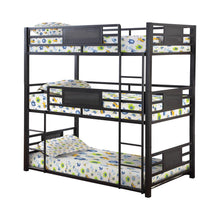 Load image into Gallery viewer, Rogen Twin Triple Bunk Bed Dark Bronze
