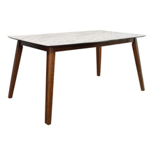 Load image into Gallery viewer, Everett Faux Marble Top Dining Table Natural Walnut and White
