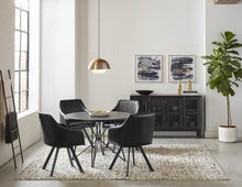 Load image into Gallery viewer, Arika Tufted Sloped Arm Swivel Dining Chair Black and Gunmetal
