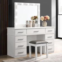 Load image into Gallery viewer, Felicity Upholstered Vanity Stool Metallic and Glossy White
