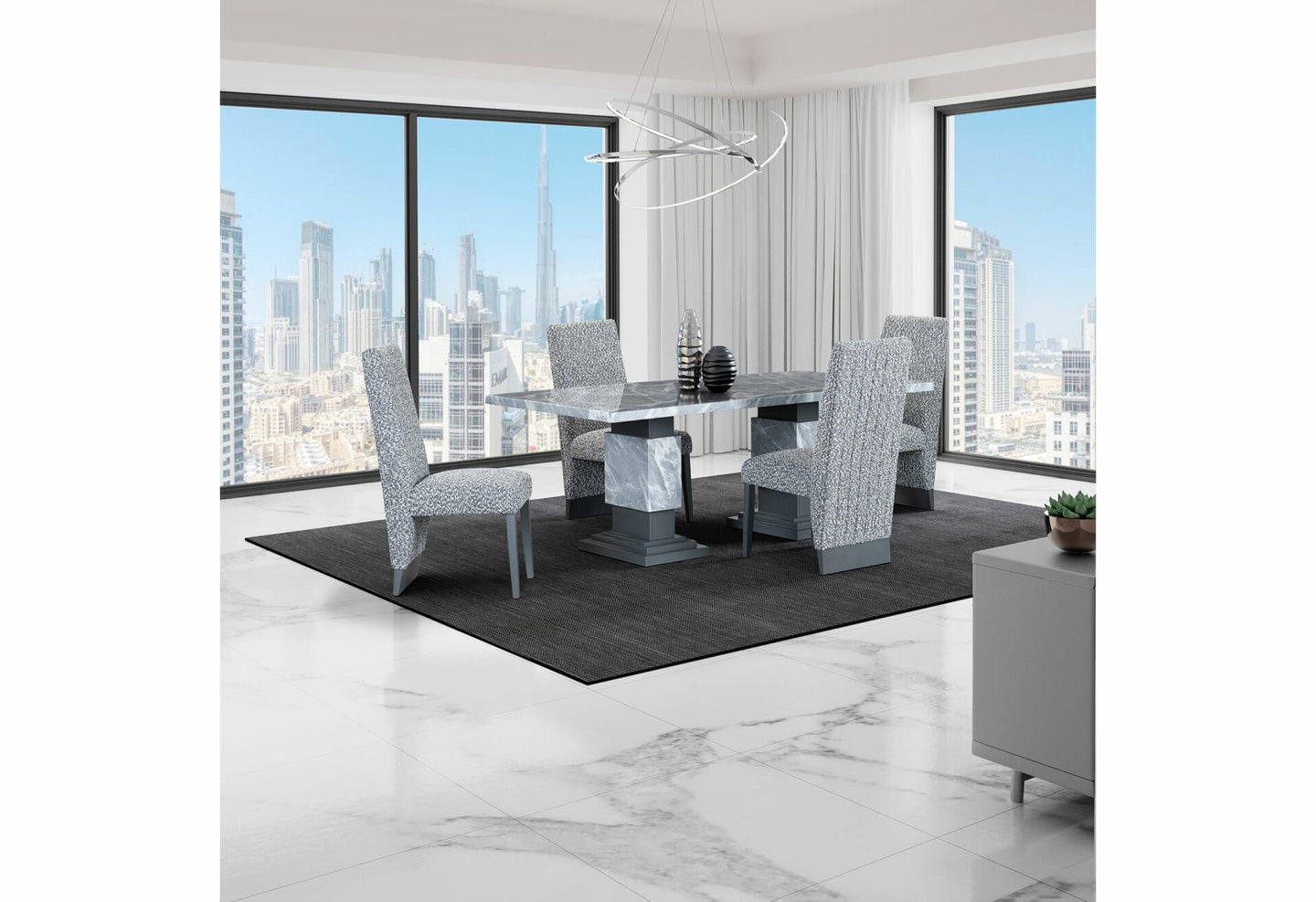 Global DINING TABLE + 4 D12DC WHITE/GREY