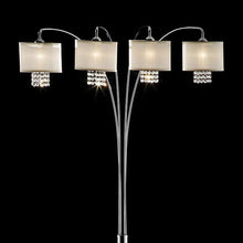 Load image into Gallery viewer, Claris Ivory/Chrome Arch Lamp, Hanging Crystal
