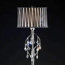 Load image into Gallery viewer, Arya Black/Chrome Floor Lamp, Hanging Crystal
