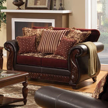 Load image into Gallery viewer, Franklin Burgundy/Espresso Love Seat, Burgundy
