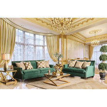 Load image into Gallery viewer, VERDANTE Emerald Green/Gold Love Seat
