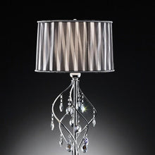 Load image into Gallery viewer, Arya Black/Chrome Table Lamp, Hanging Crystal
