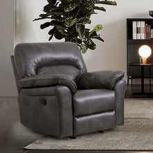 Load image into Gallery viewer, JOSIAS Glider Recliner, Dark Gray Leatherette
