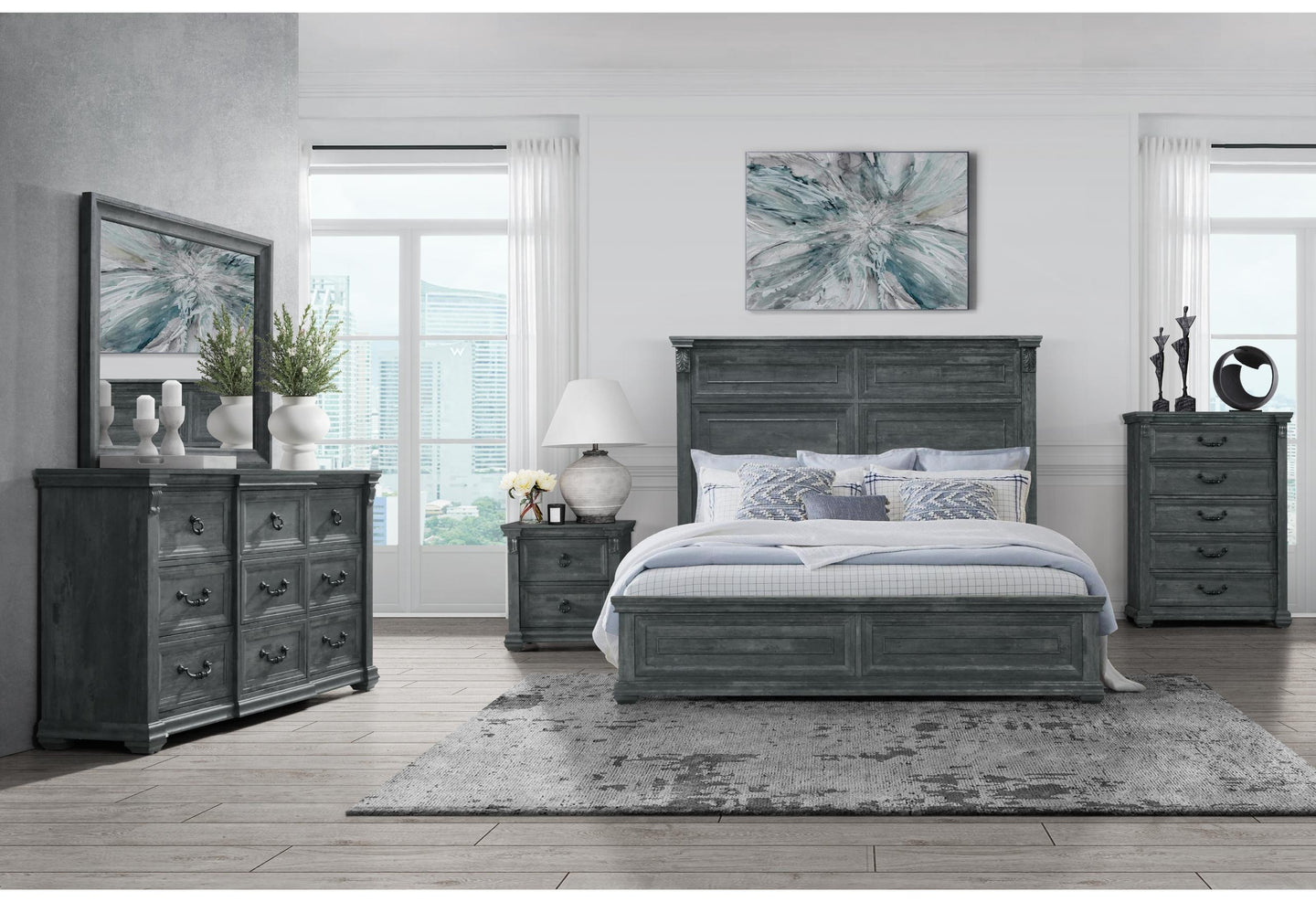 TATUM GREY KING BED GROUP WITHOUT STORAGE