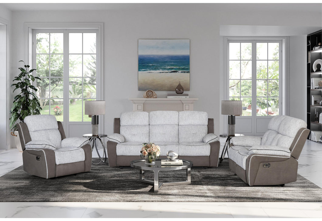 U5050 LIGHT GREY/DARK GREY 30 RECLINING SOFA/RECLINING LOVESEAT/GLIDER RECLINER