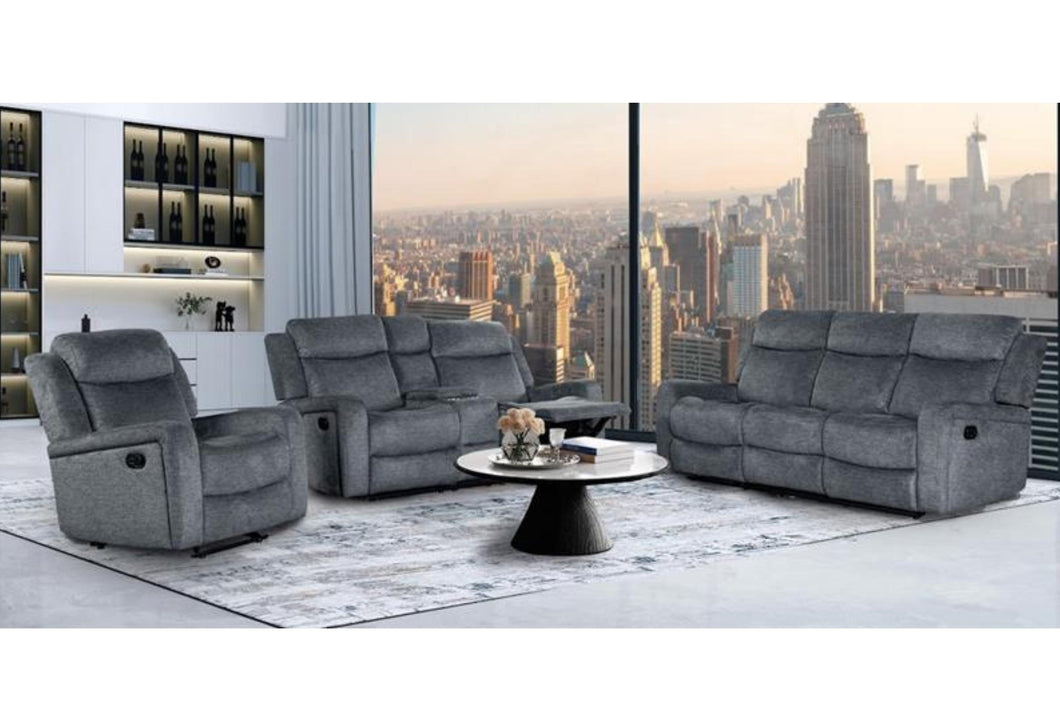 U6024 DARK GREY 9 RECLINING SOFA/CONSOLE RECLINING LOVESEAT