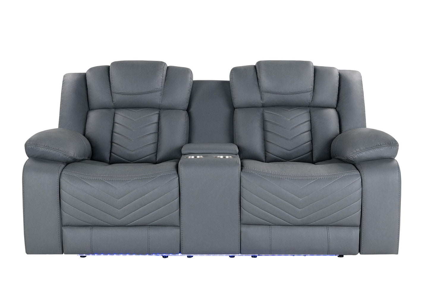 U7068 GREY 10 POWER CONSOLE RECLINING LOVESEAT WITH LED