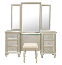 Load image into Gallery viewer, Celandine Vanity Stool in Pearl/Silver 1928-14
