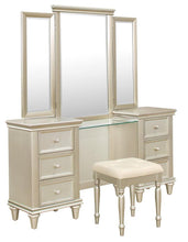 Load image into Gallery viewer, Celandine Vanity Stool in Pearl/Silver 1928-14
