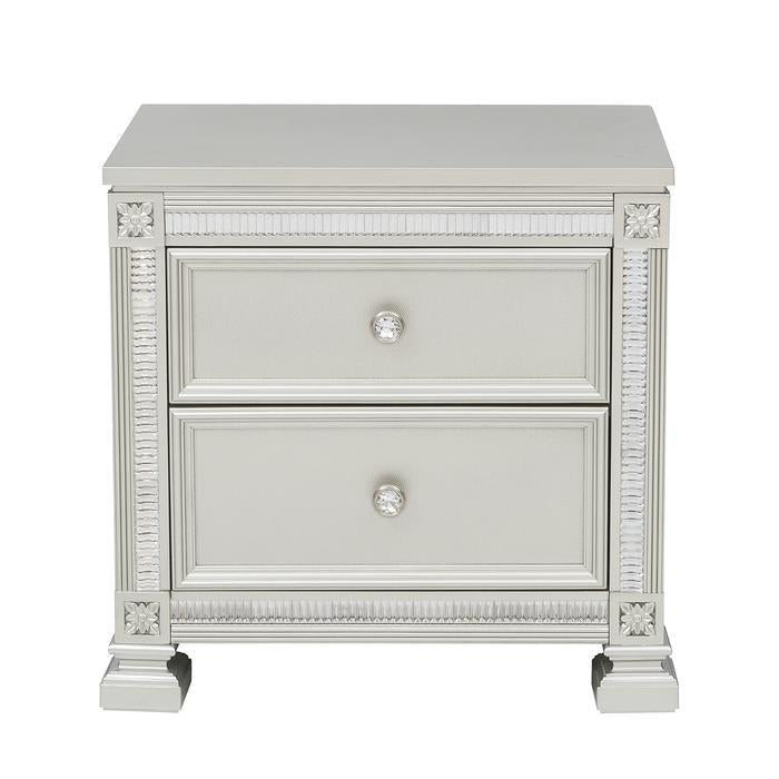 Bevelle 2 Drawer Nightstand in Silver 1958-4
