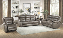 Load image into Gallery viewer, Danio Power Double Reclining Sofa with Power Headrests in Brownish Gray 9528BRG-3PWH
