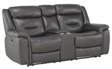 Load image into Gallery viewer, Danio Power Double Reclining Loveseat with Power Headrests in Dark Gray 9528DGY-2PWH
