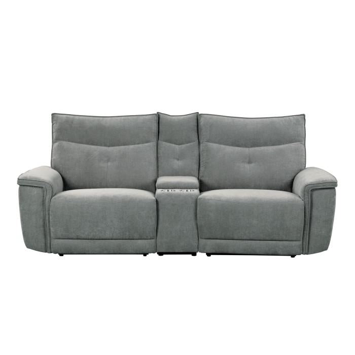 Tesoro Power Double Reclining Loveseat in Dark Gray