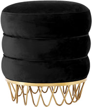 Load image into Gallery viewer, Revolve Black Velvet Ottoman/Stool
