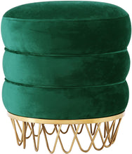 Load image into Gallery viewer, Revolve Green Velvet Ottoman/Stool
