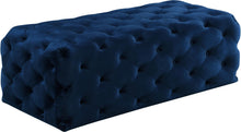 Load image into Gallery viewer, Casey Navy Velvet Ottoman/Bench
