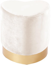 Load image into Gallery viewer, Heart Cream Velvet Ottoman/Stool
