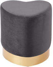 Load image into Gallery viewer, Heart Grey Velvet Ottoman/Stool
