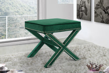Load image into Gallery viewer, Nixon Green Velvet Ottoman/Bench
