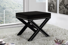 Load image into Gallery viewer, Nixon Black Velvet Ottoman/Bench
