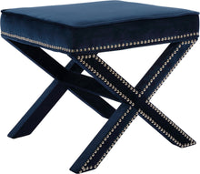 Load image into Gallery viewer, Nixon Navy Velvet Ottoman/Bench
