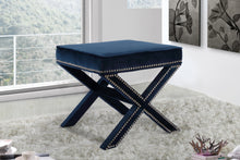 Load image into Gallery viewer, Nixon Navy Velvet Ottoman/Bench
