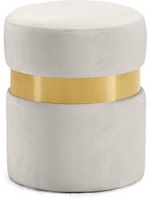 Load image into Gallery viewer, Hailey Cream Velvet Ottoman/Stool
