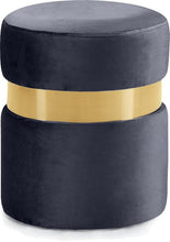 Load image into Gallery viewer, Hailey Grey Velvet Ottoman/Stool
