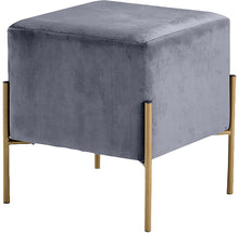 Load image into Gallery viewer, Isla Grey Velvet Ottoman/Stool
