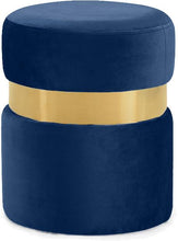 Load image into Gallery viewer, Hailey Navy Velvet Ottoman/Stool
