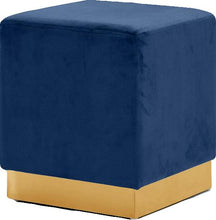 Load image into Gallery viewer, Jax Navy Velvet Ottoman/Stool
