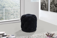 Load image into Gallery viewer, Harper Black Velvet Ottoman/Stool
