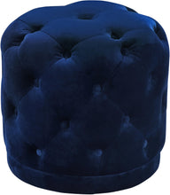 Load image into Gallery viewer, Harper Navy Velvet Ottoman/Stool

