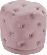 Load image into Gallery viewer, Harper Pink Velvet Ottoman/Stool

