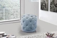 Load image into Gallery viewer, Harper Sky Blue Velvet Ottoman/Stool
