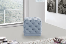 Load image into Gallery viewer, Stella Sky Blue Velvet Ottoman/Stool
