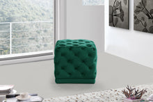 Load image into Gallery viewer, Stella Green Velvet Ottoman/Stool
